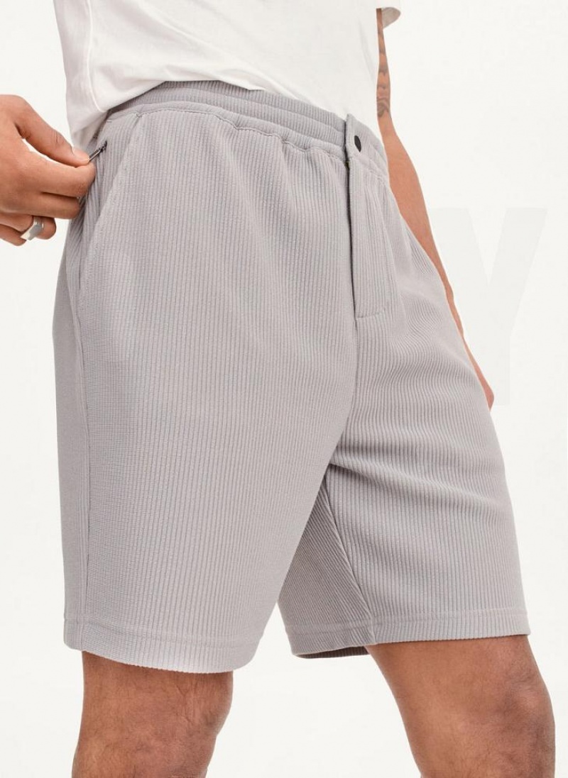 Grey Men\'s DKNY Vertical Effect Knit Shorts | Australia-D1880