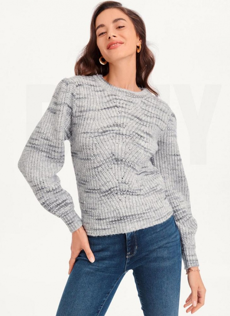 Grey Women\'s DKNY Bubble Sleeve Knit Sweaters | Australia-D0330