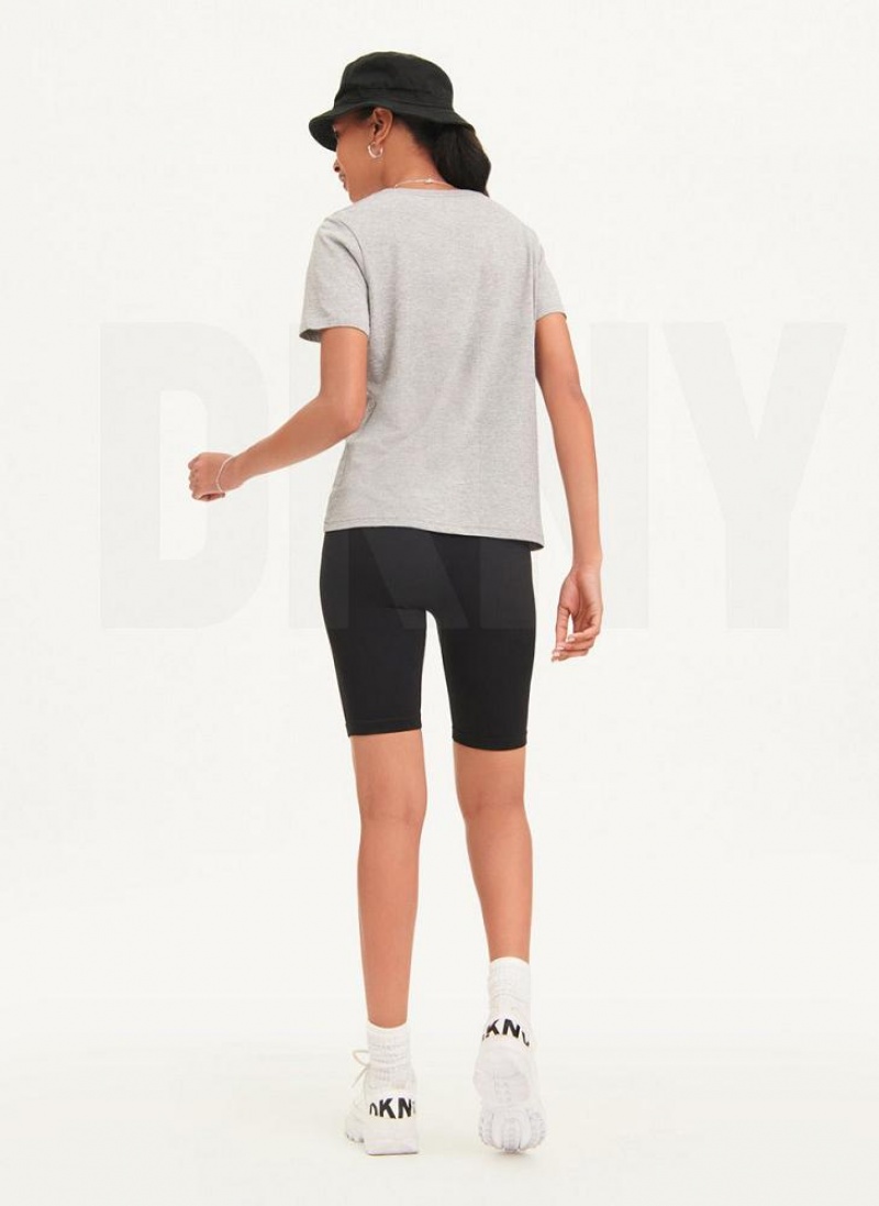 Grey Women's DKNY Crinkle Foil Spec Logo T Shirts | Australia-D1332
