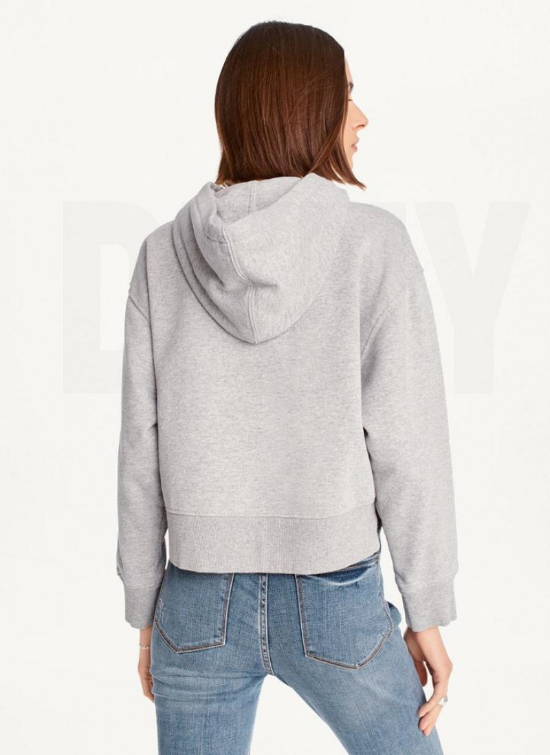 Grey Women's DKNY Cropped Boyfriend Hoodies | Australia-D0744
