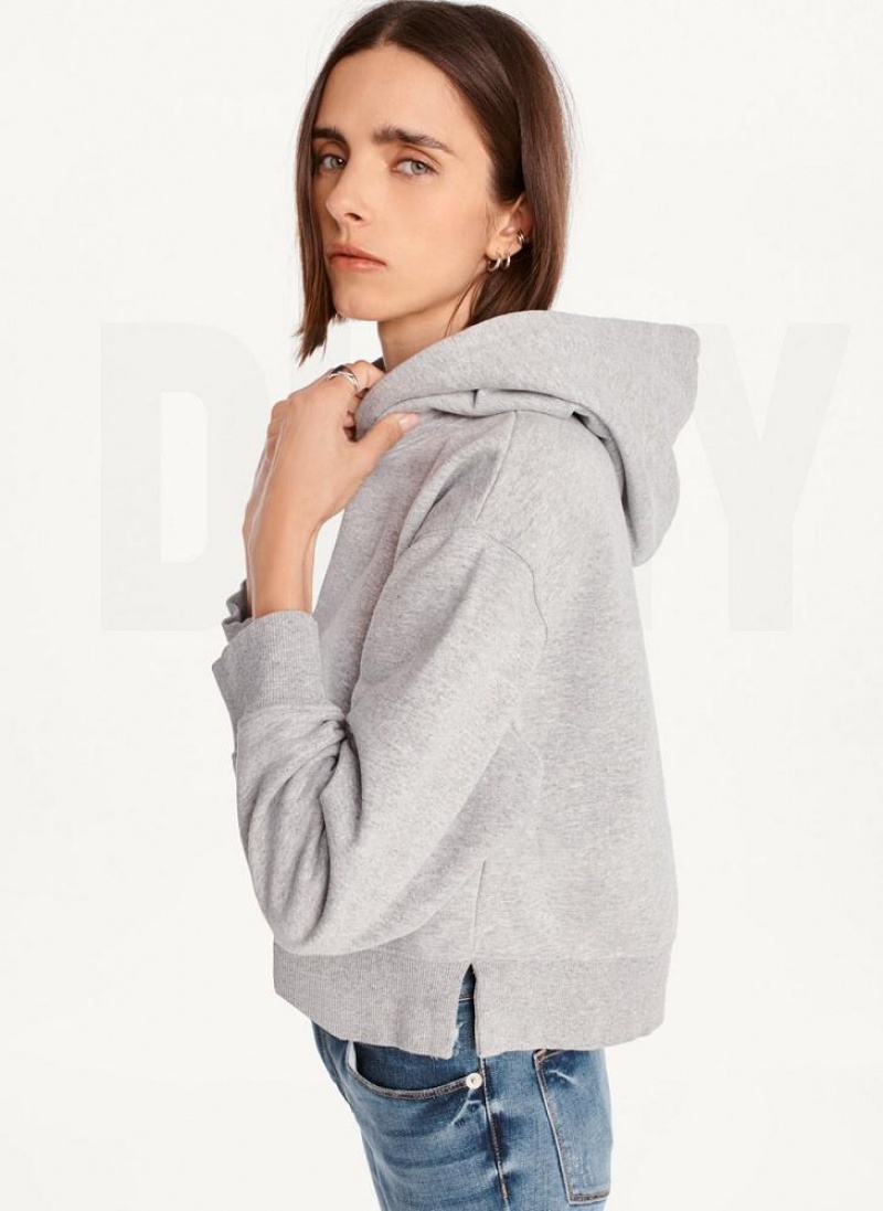 Grey Women's DKNY Cropped Boyfriend Hoodies | Australia-D0744