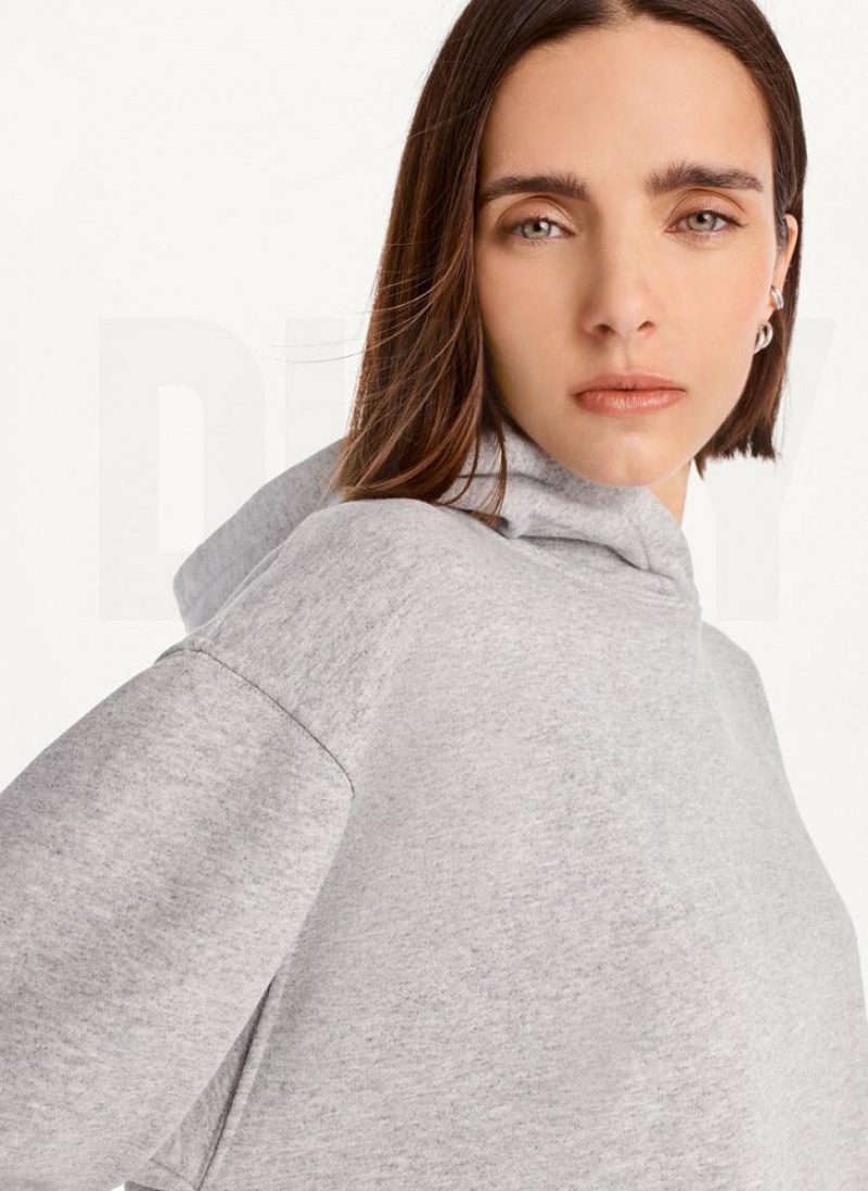Grey Women's DKNY Cropped Boyfriend Hoodies | Australia-D0744