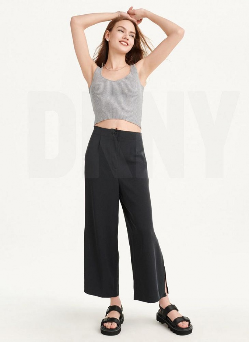 Grey Women's DKNY Cropped Tank Tops | Australia-D1081