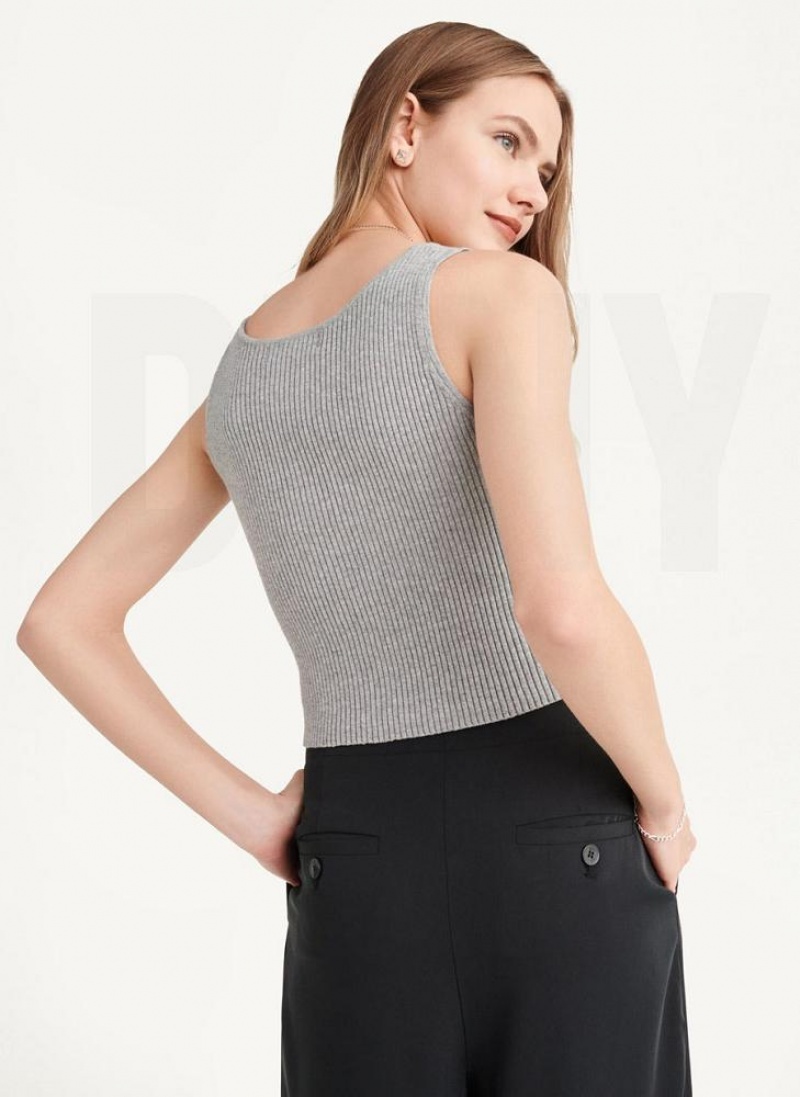 Grey Women's DKNY Cropped Tank Tops | Australia-D1081