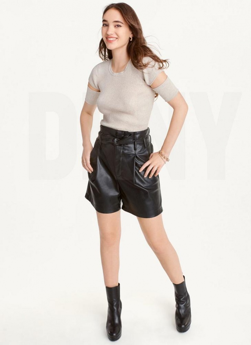 Grey Women's DKNY Cut Out Knit T Shirts | Australia-D1518