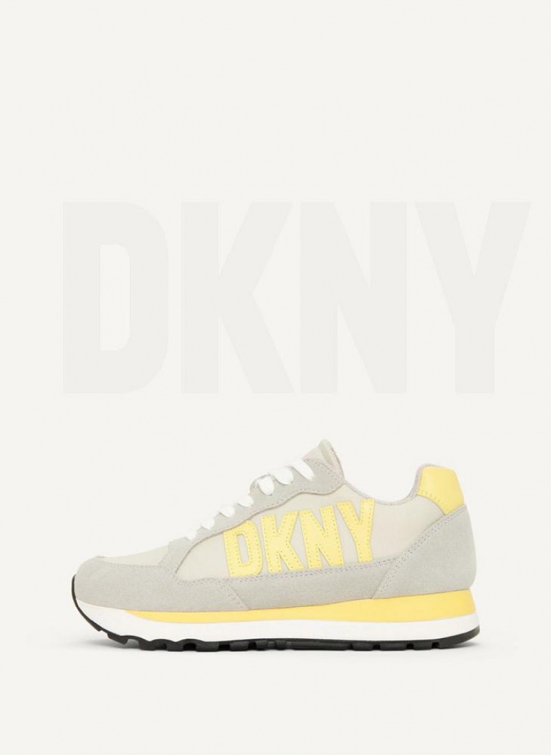 Grey Women\'s DKNY Exploded Logo Retro Sneakers | Australia-D1843