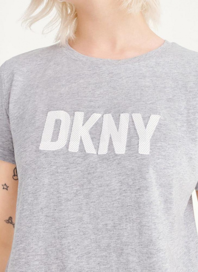 Grey Women's DKNY Foundation Logo T Shirts | Australia-D0391