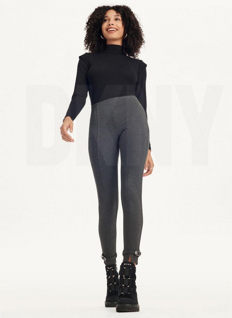 Grey Women's DKNY Front Seam With Buckled Ankle Pants | Australia-D1427