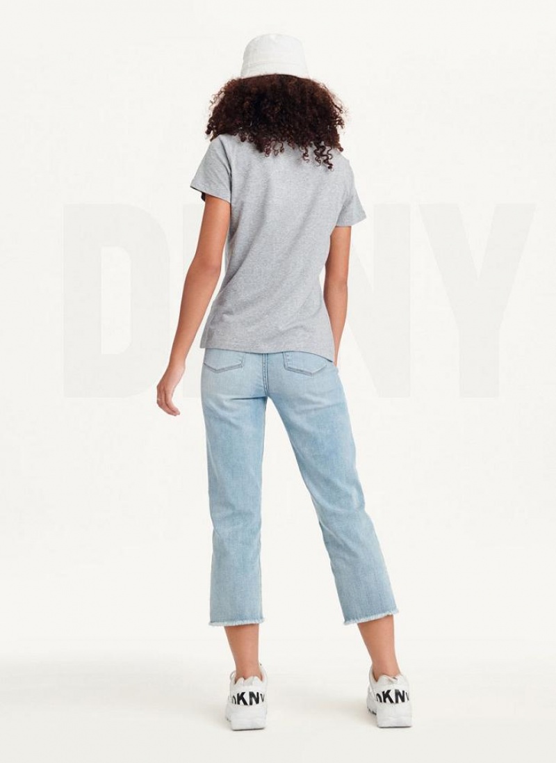 Grey Women's DKNY Glitter Logo T Shirts | Australia-D1381
