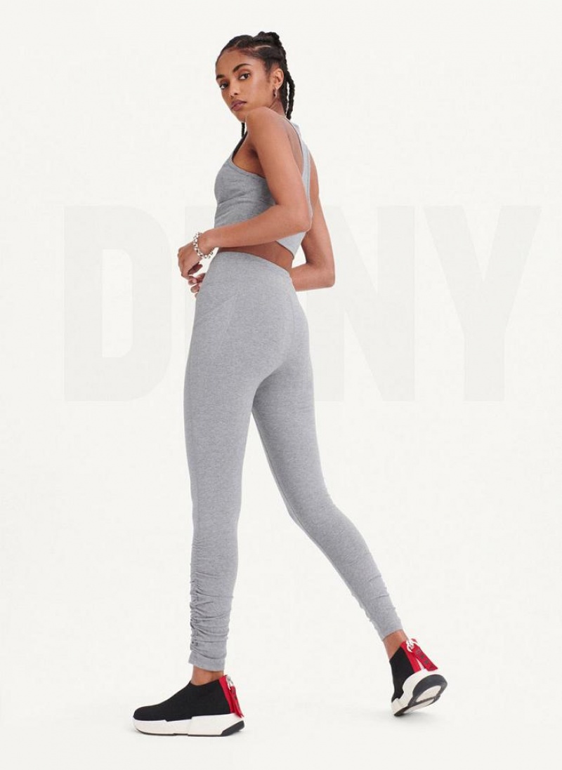 Grey Women's DKNY High Waist With Ruched Details Leggings | Australia-D1199
