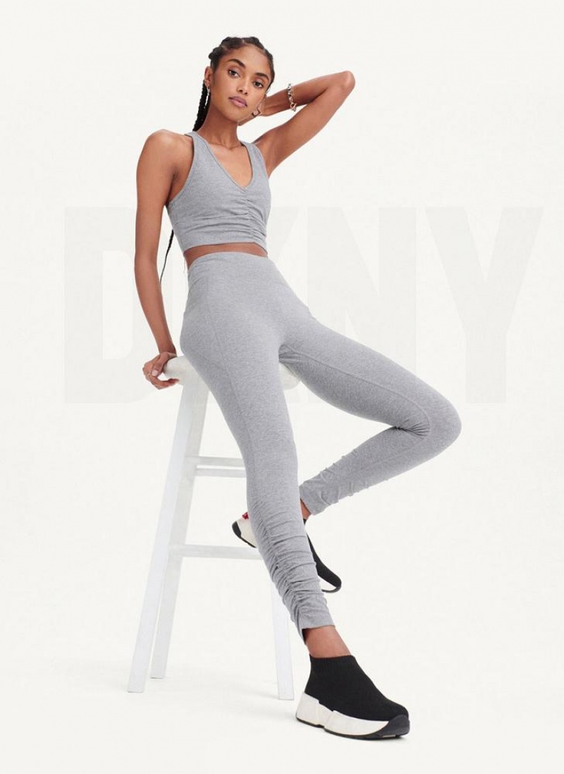 Grey Women's DKNY High Waist With Ruched Details Leggings | Australia-D1199