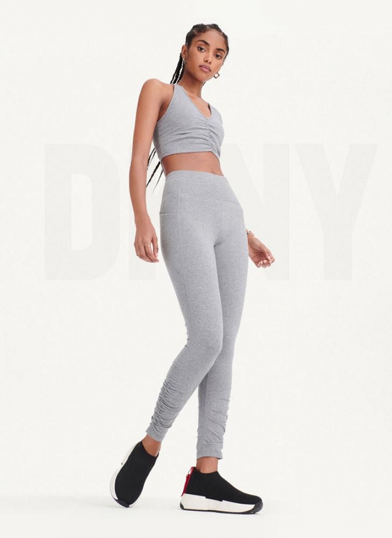 Grey Women's DKNY High Waist With Ruched Details Leggings | Australia-D1199