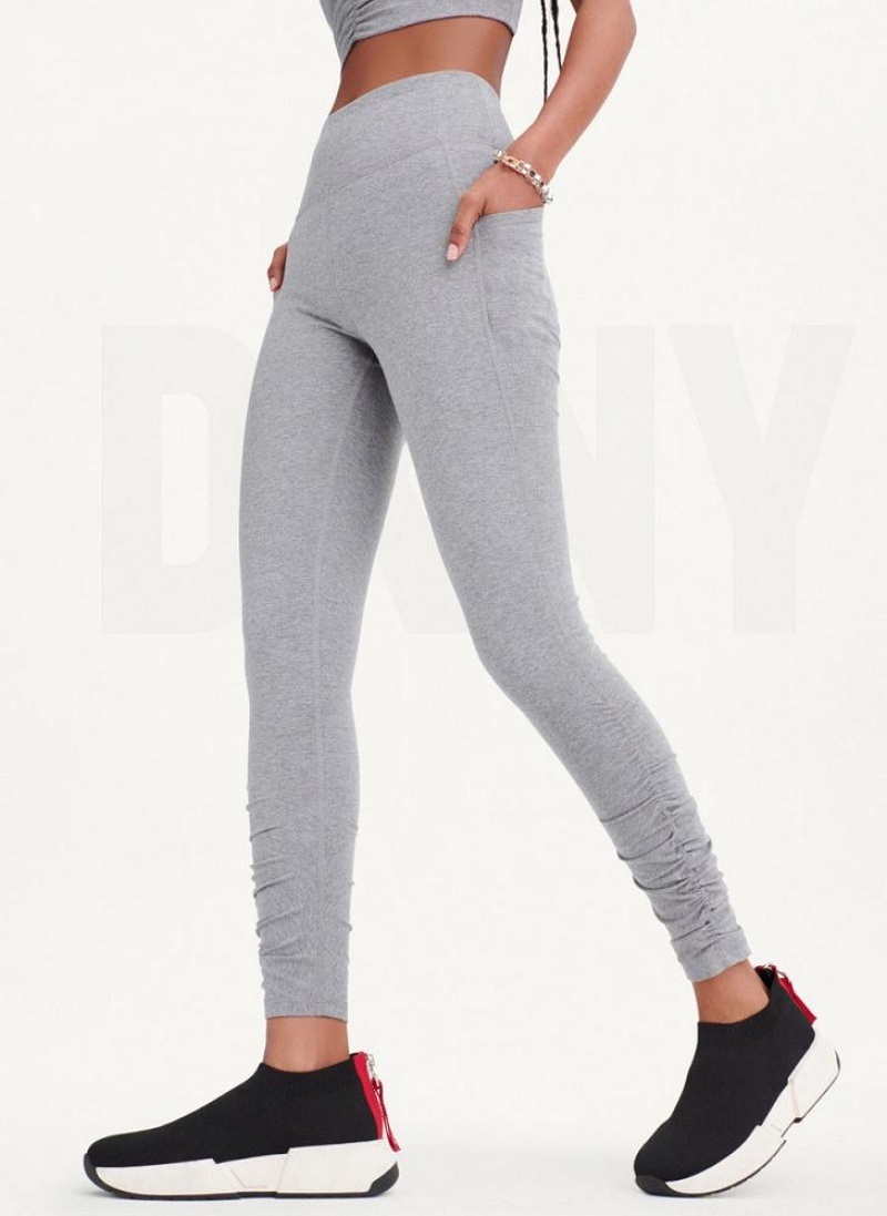 Grey Women's DKNY High Waist With Ruched Details Leggings | Australia-D1199
