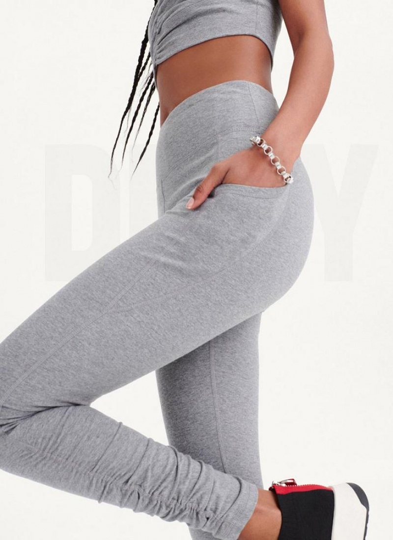 Grey Women\'s DKNY High Waist With Ruched Details Leggings | Australia-D1199