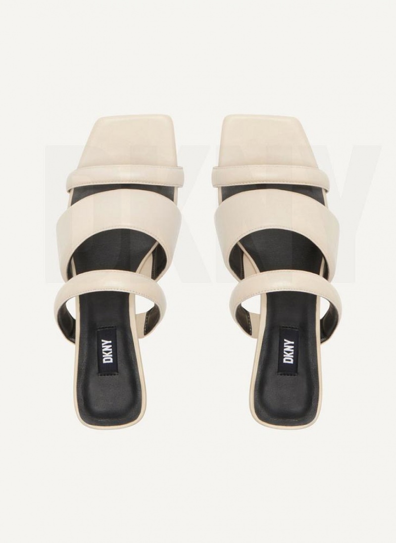 Grey Women's DKNY Puffy Multi Strap Mule Heels | Australia-D0646