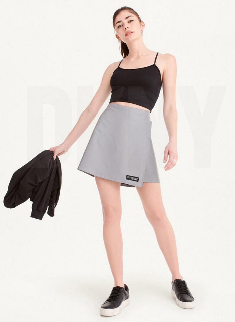 Grey Women's DKNY Reflective Wrap Skirts | Australia-D0556