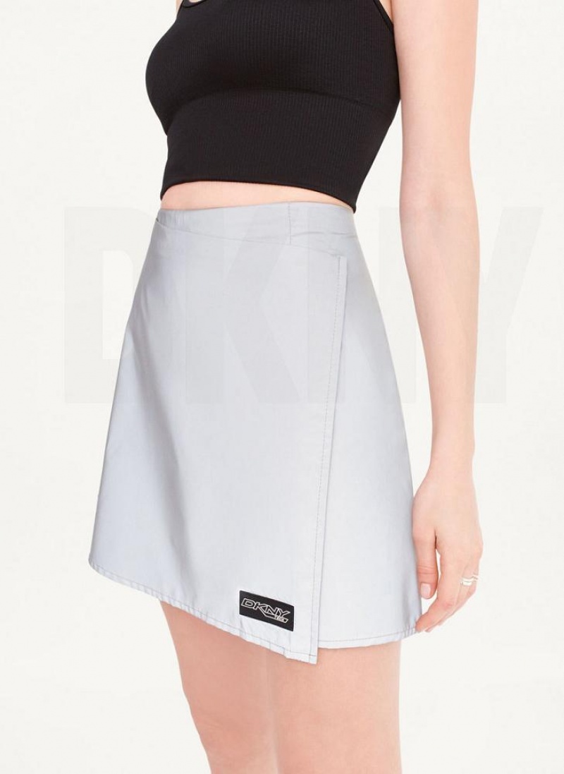 Grey Women's DKNY Reflective Wrap Skirts | Australia-D0556