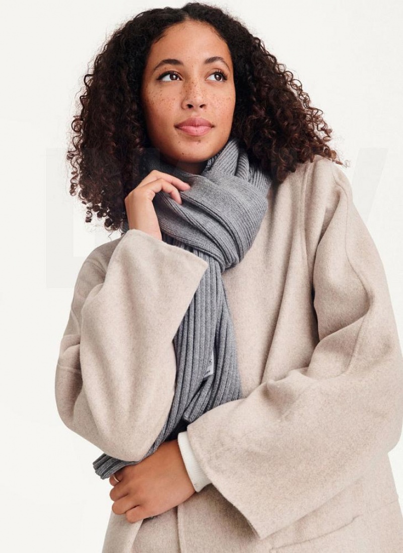 Grey Women's DKNY Rib Knit Oblong Scarf | Australia-D1077