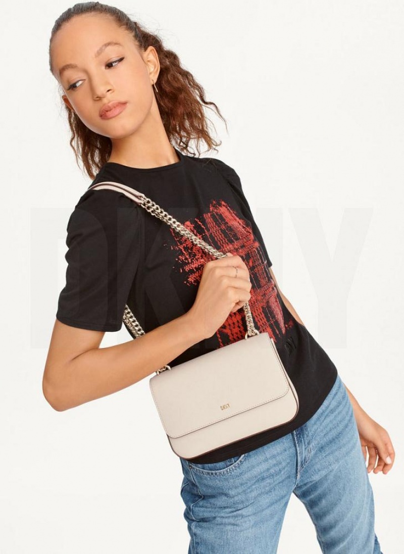 Grey Women's DKNY Sina Flap Shoulder Bags | Australia-D0344