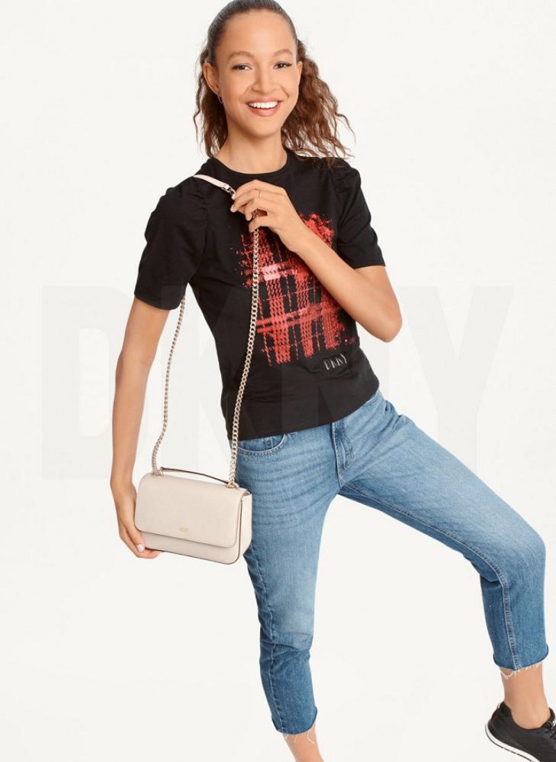 Grey Women's DKNY Sina Flap Shoulder Bags | Australia-D0344