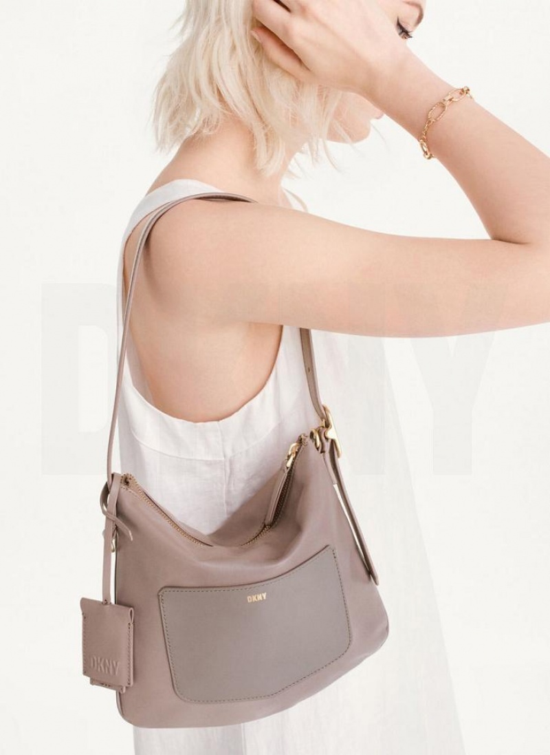 Grey Women's DKNY The Small Optimist Shoulder Bags | Australia-D0633