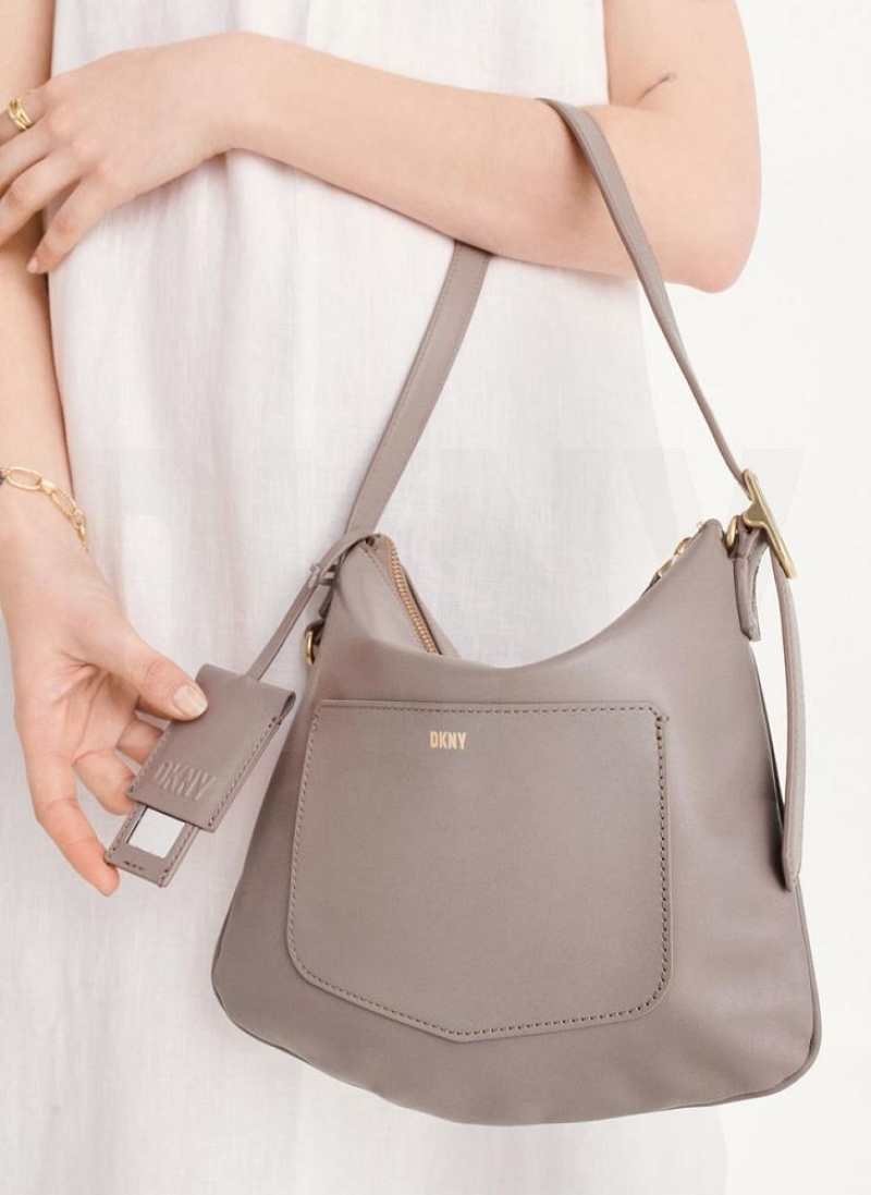 Grey Women's DKNY The Small Optimist Shoulder Bags | Australia-D0633