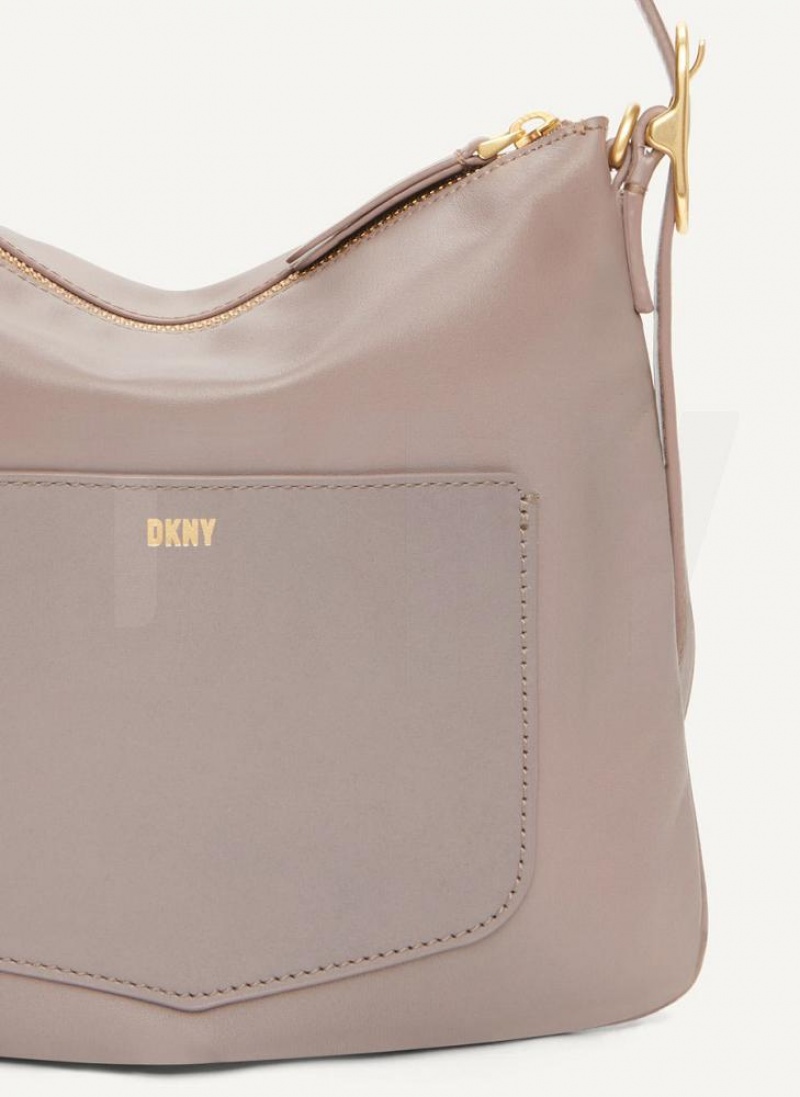 Grey Women's DKNY The Small Optimist Shoulder Bags | Australia-D0633