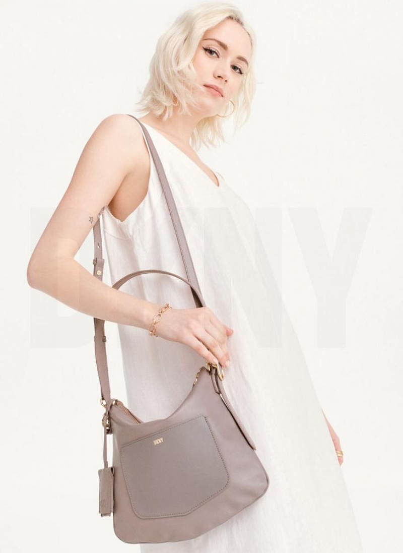 Grey Women's DKNY The Small Optimist Shoulder Bags | Australia-D0633
