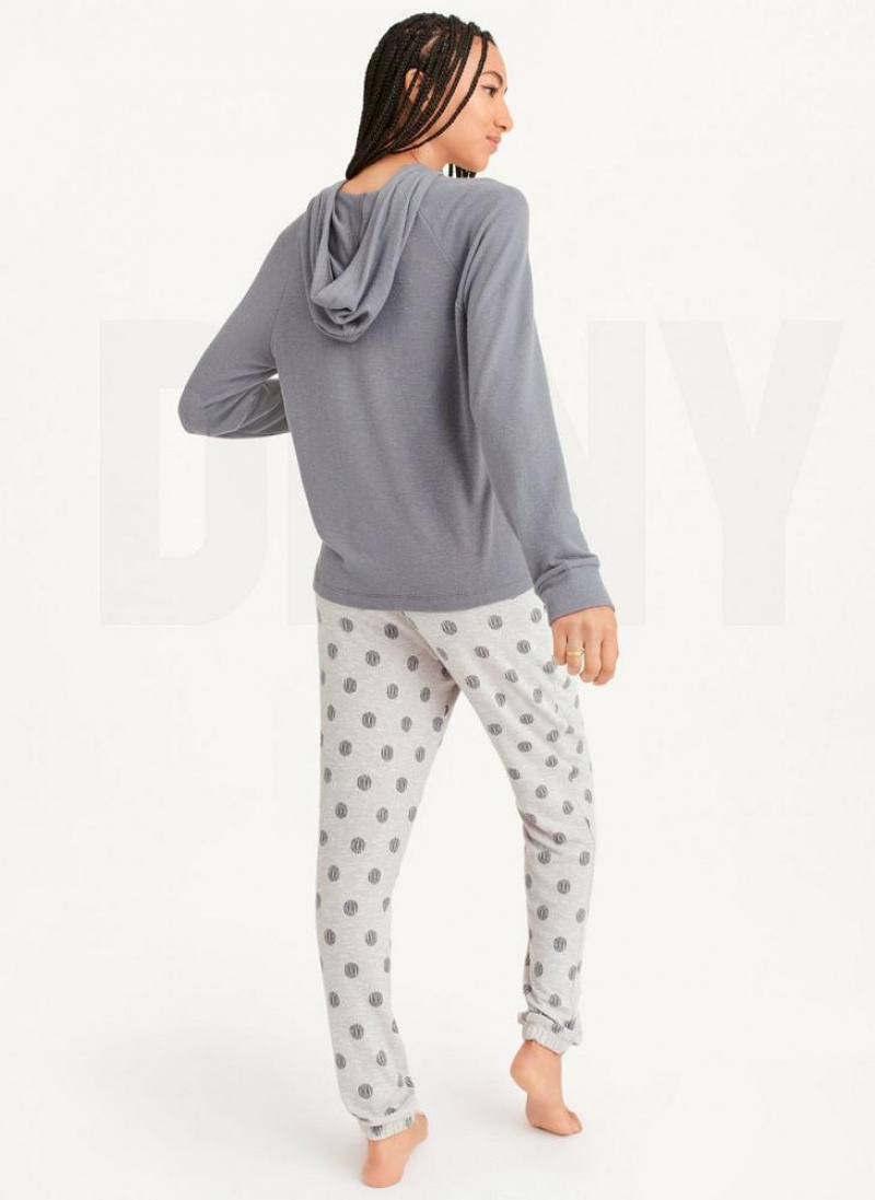 Grey Women's DKNY Top And Jogger Sleep Set Pajamas | Australia-D1963