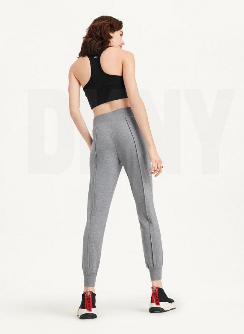 Grey Women's DKNY Yoga Terry Pintuck Joggers | Australia-D0844