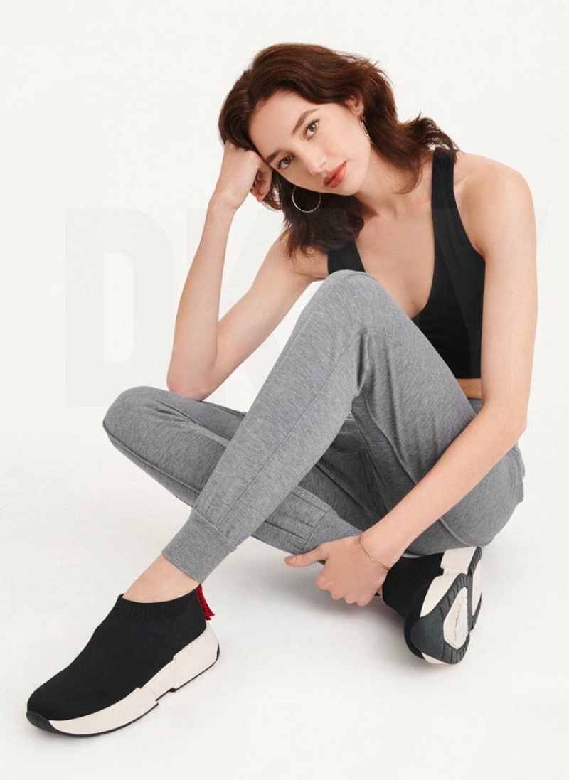 Grey Women's DKNY Yoga Terry Pintuck Joggers | Australia-D0844