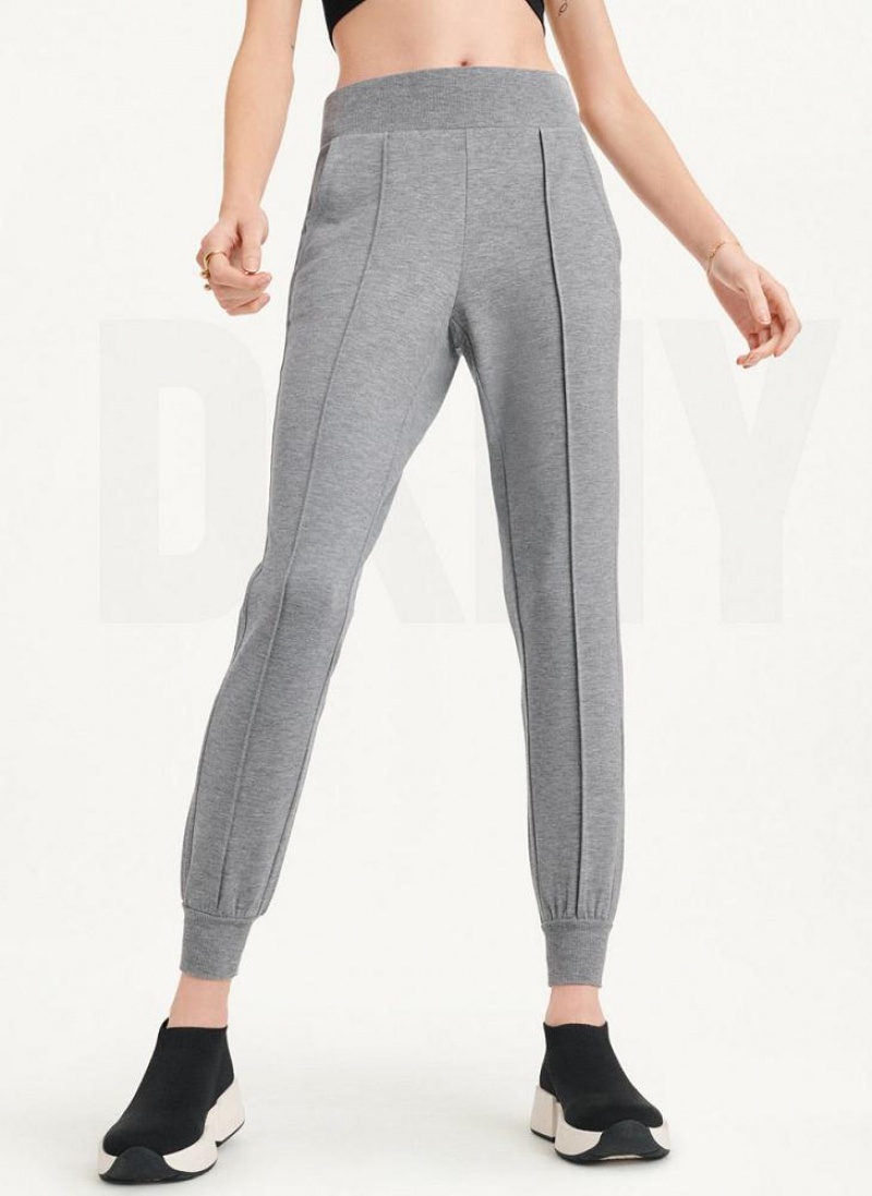 Grey Women\'s DKNY Yoga Terry Pintuck Joggers | Australia-D0844