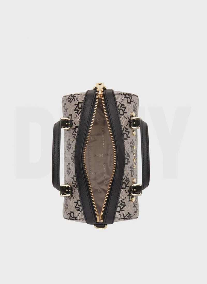 Grey / Black Women's DKNY Bo Town & Country Mini Duffle Crossbody Bags | Australia-D0132
