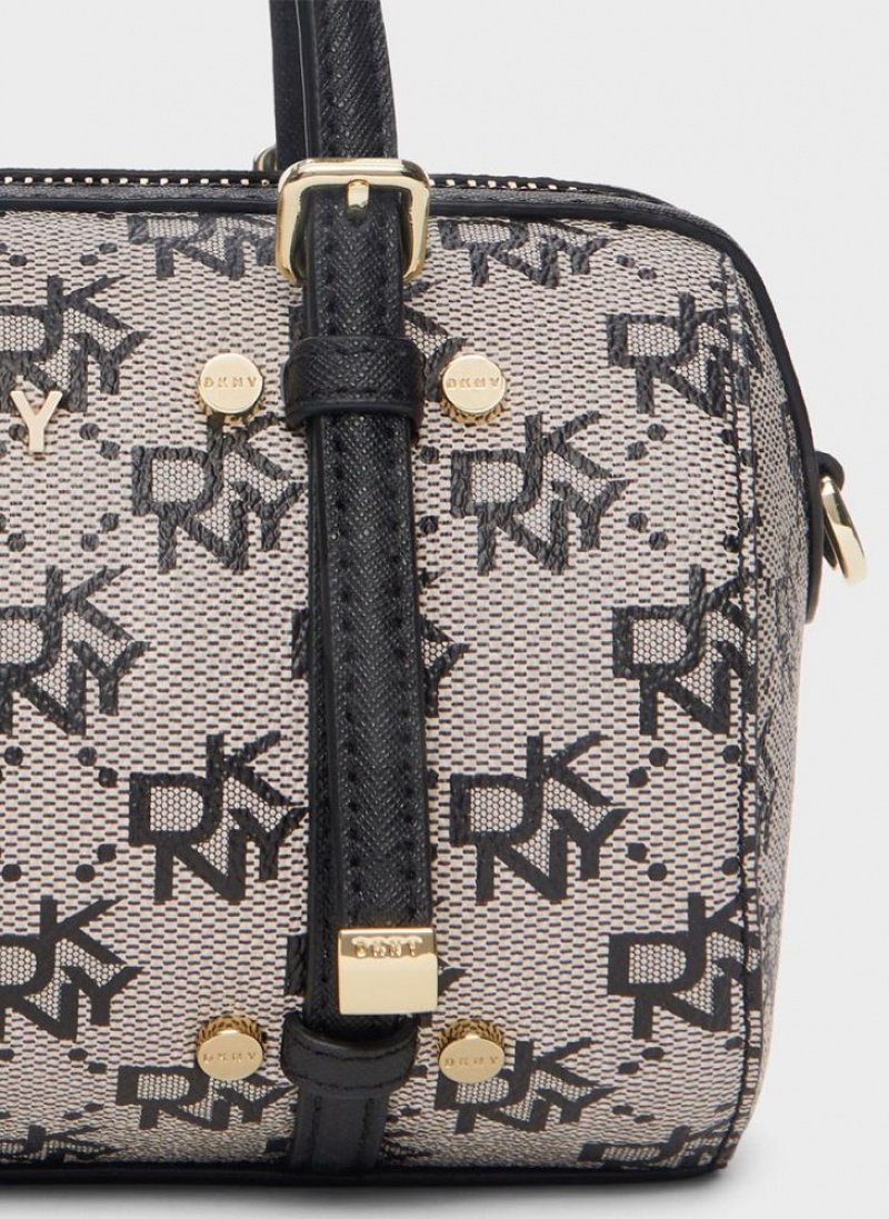Grey / Black Women's DKNY Bo Town & Country Mini Duffle Crossbody Bags | Australia-D0132