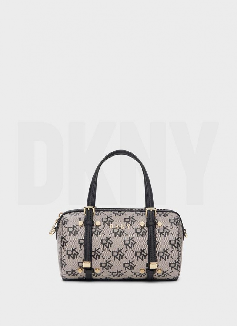 Grey / Black Women\'s DKNY Bo Town & Country Mini Duffle Crossbody Bags | Australia-D0132