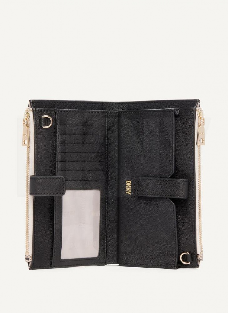 Grey / Black Women's DKNY Bryant Logo Crossbody Wallets | Australia-D1870