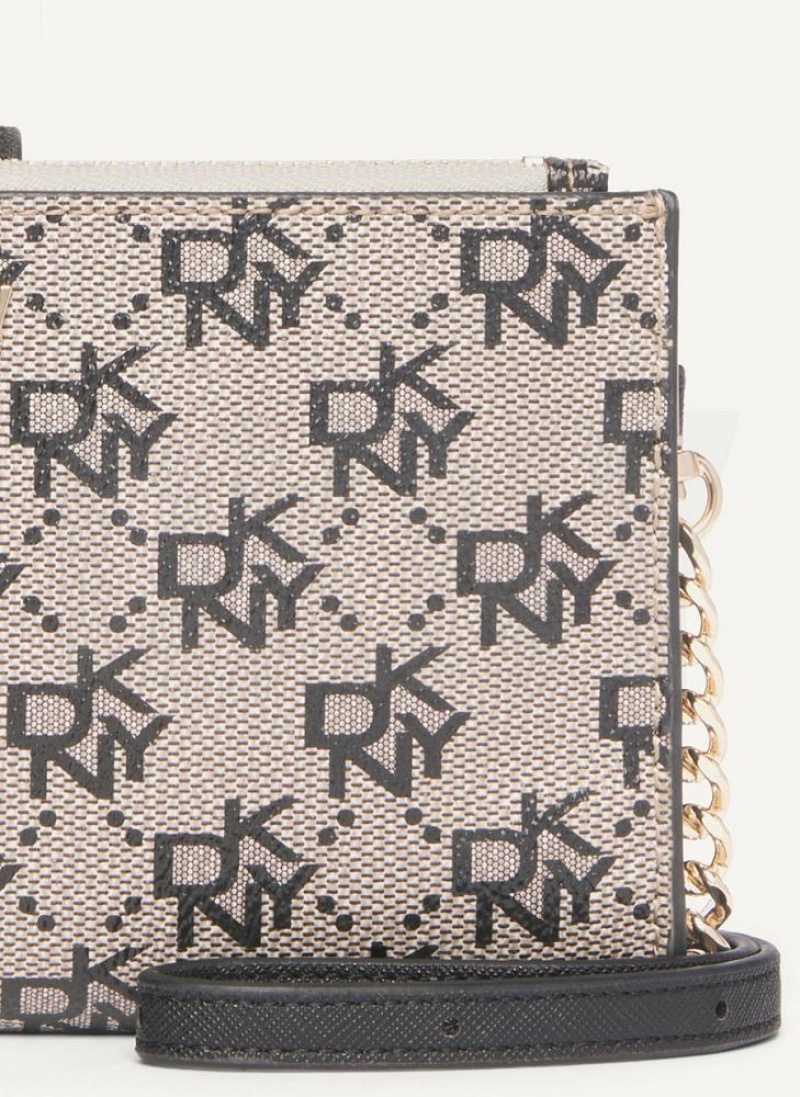 Grey / Black Women's DKNY Bryant Logo Crossbody Wallets | Australia-D1870