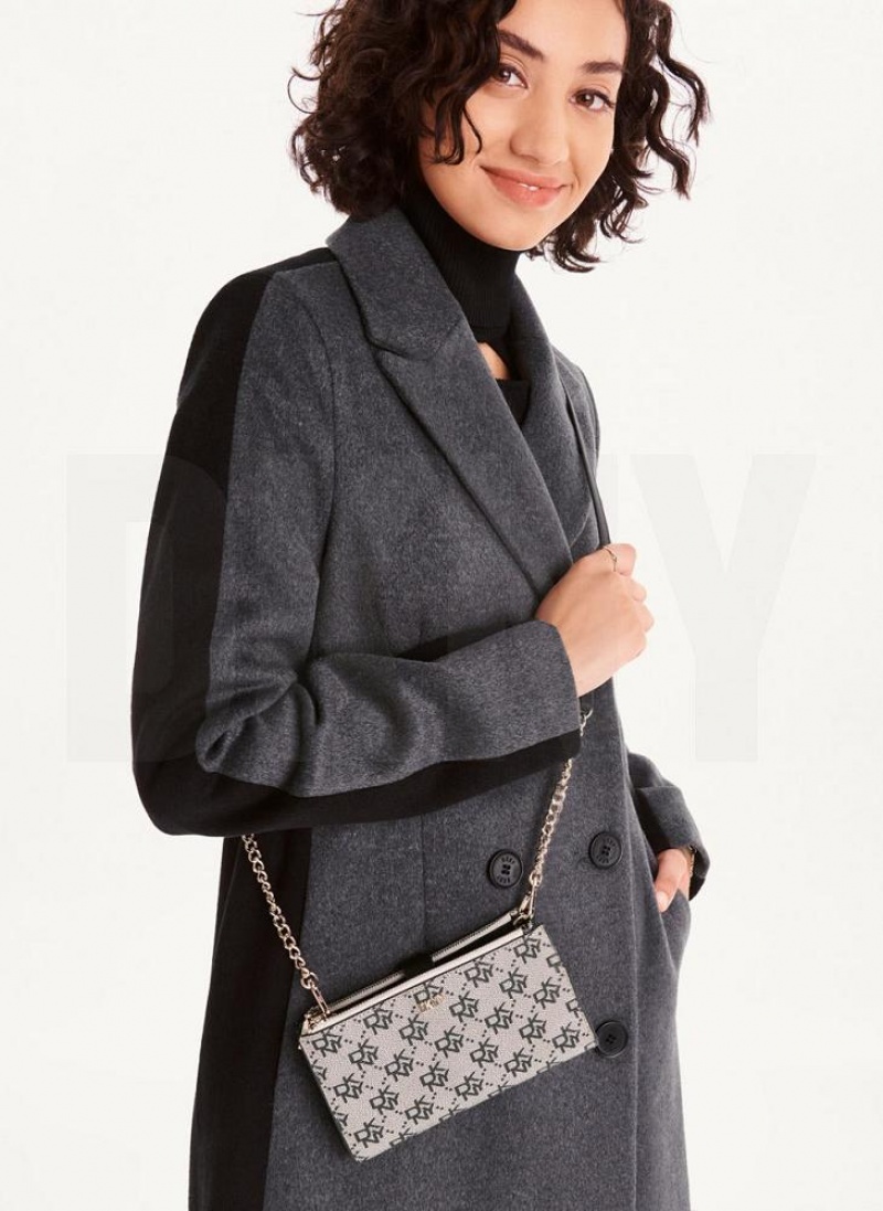 Grey / Black Women's DKNY Bryant Logo Crossbody Wallets | Australia-D1870