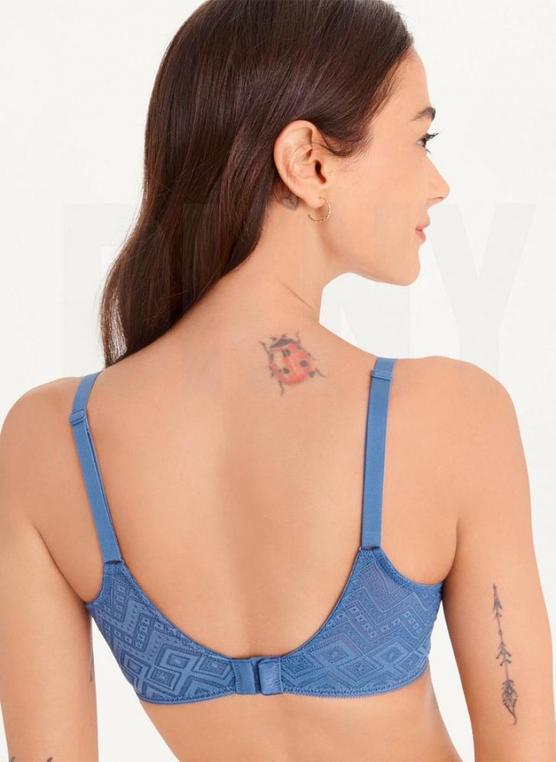 Grey / Blue Women's DKNY Pure Lace Unlined Bras | Australia-D0315