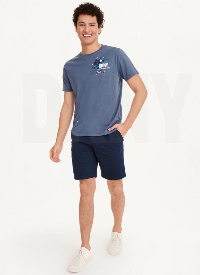 Indigo Men's DKNY Paint Splatter T Shirts | Australia-D1171