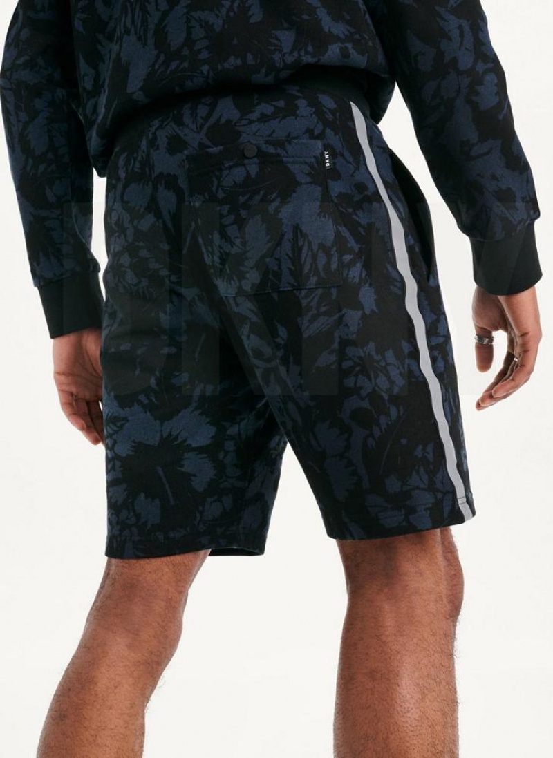 Indigo Men's DKNY Tropical Print French Terrys Shorts | Australia-D1521