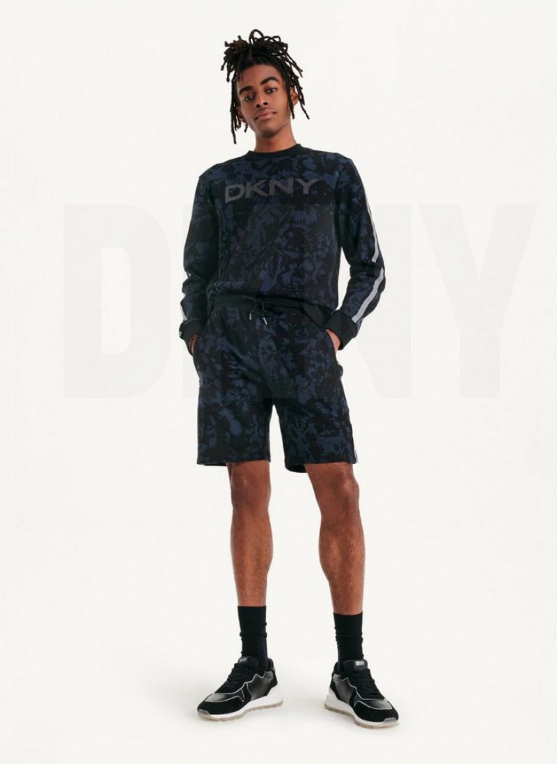 Indigo Men's DKNY Tropical Print French Terrys Shorts | Australia-D1521