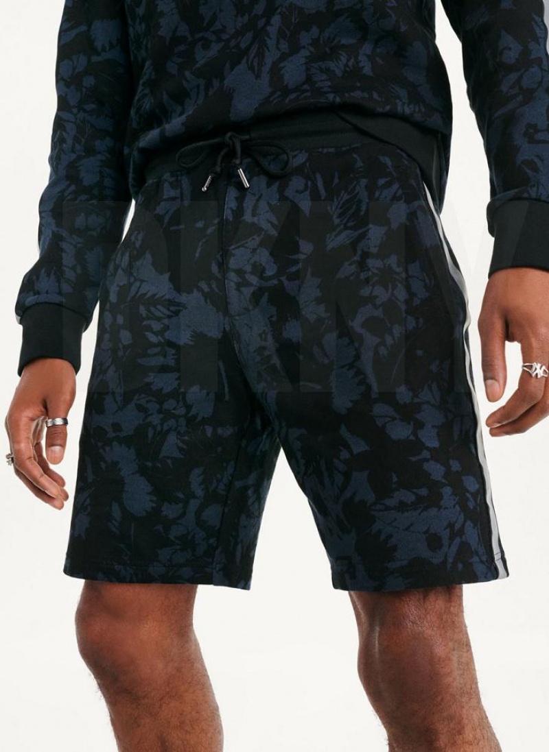 Indigo Men's DKNY Tropical Print French Terrys Shorts | Australia-D1521