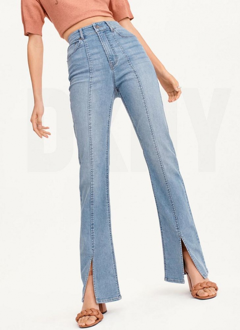 Indigo Wash Women\'s DKNY Split Hem Jeans | Australia-D1294