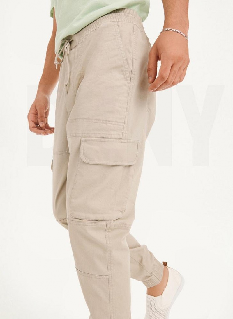 Khaki Men's DKNY Cargo Woven Joggers | Australia-D1394