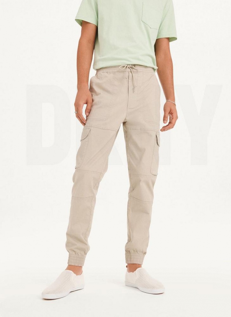 Khaki Men\'s DKNY Cargo Woven Joggers | Australia-D1394