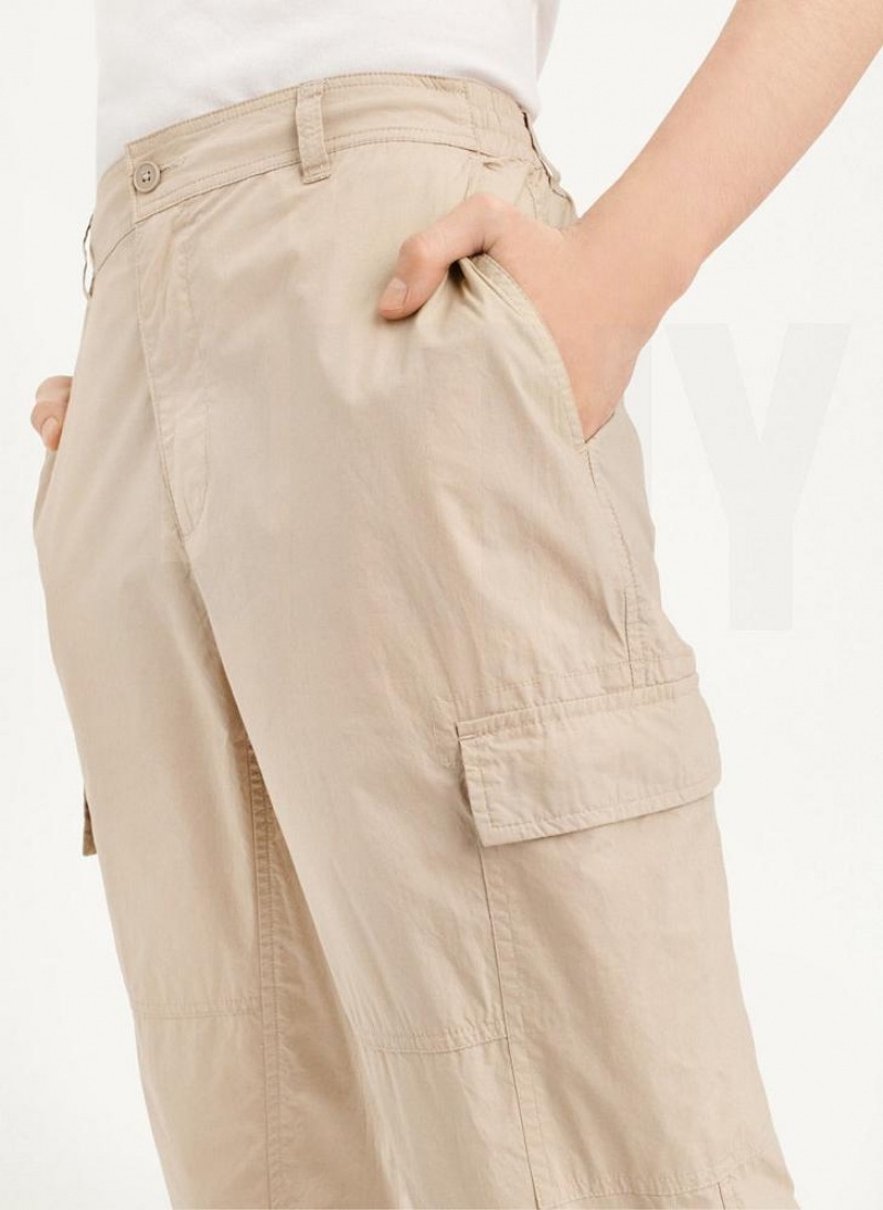 Khaki Men's DKNY Cotton Poplin Washed 4 Pocket Joggers | Australia-D1839