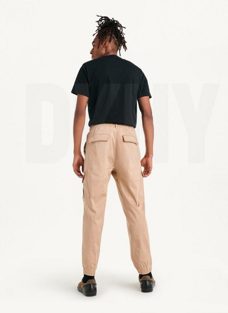 Khaki Men's DKNY Cotton Sateen Joggers | Australia-D0427