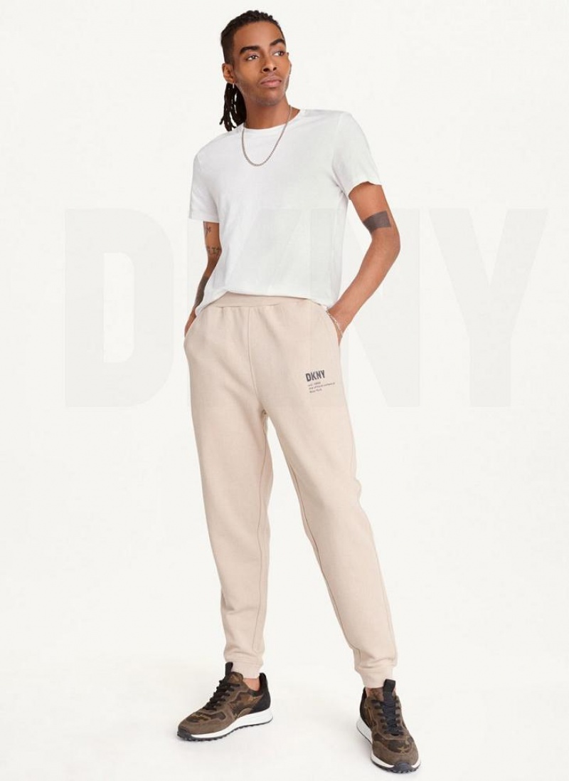 Khaki Men's DKNY Logo Pants | Australia-D0623