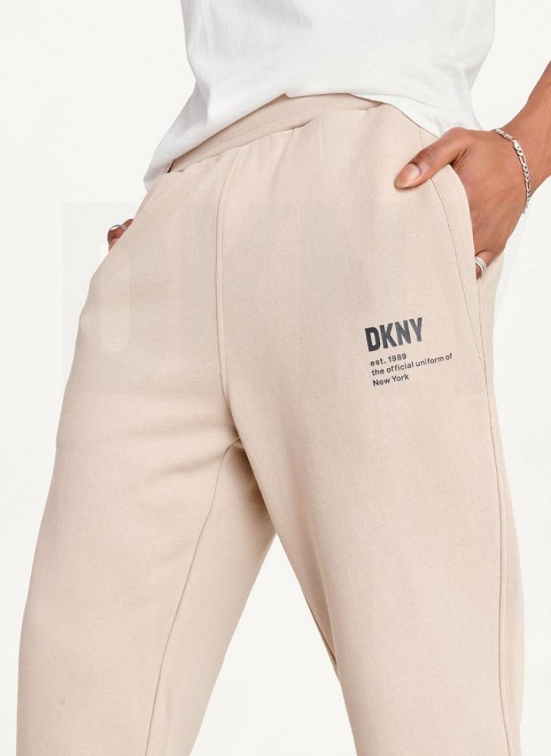 Khaki Men's DKNY Logo Pants | Australia-D0623